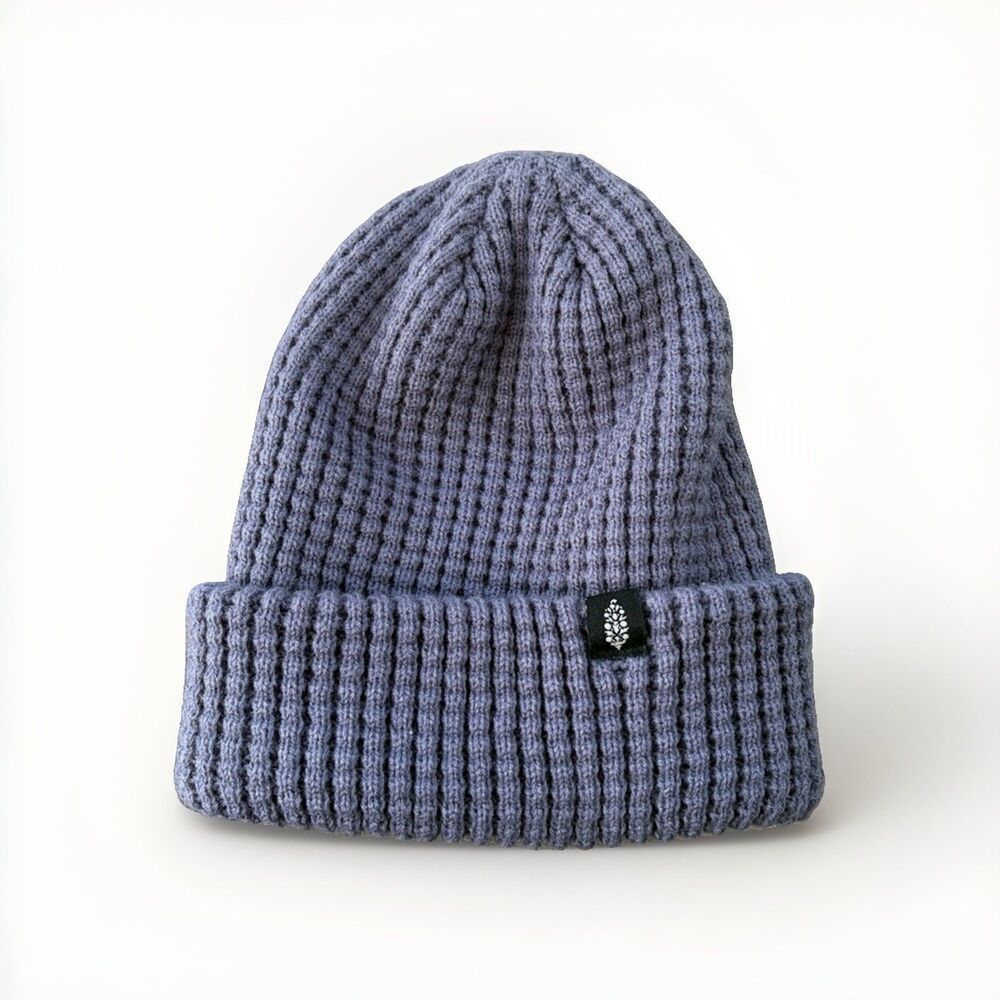 Free People Movement Cool Down Beanie Blue Purple Waffle Knit Ribbed Hat